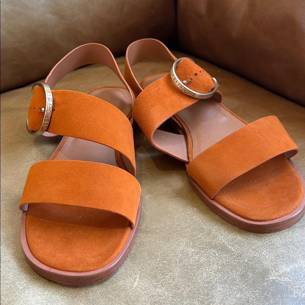 Robert Clergerie ILONA Ginger Suede Sandals with Silver Accent